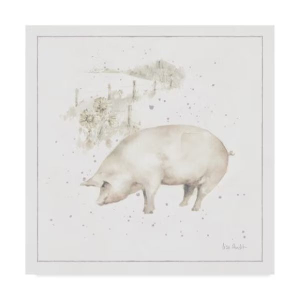 Lisa Audit 'Farm Friends Ix Neutral' Canvas Art, 14x14, Trademark Fine Art, Mfr#: WAP08818-C1414GG